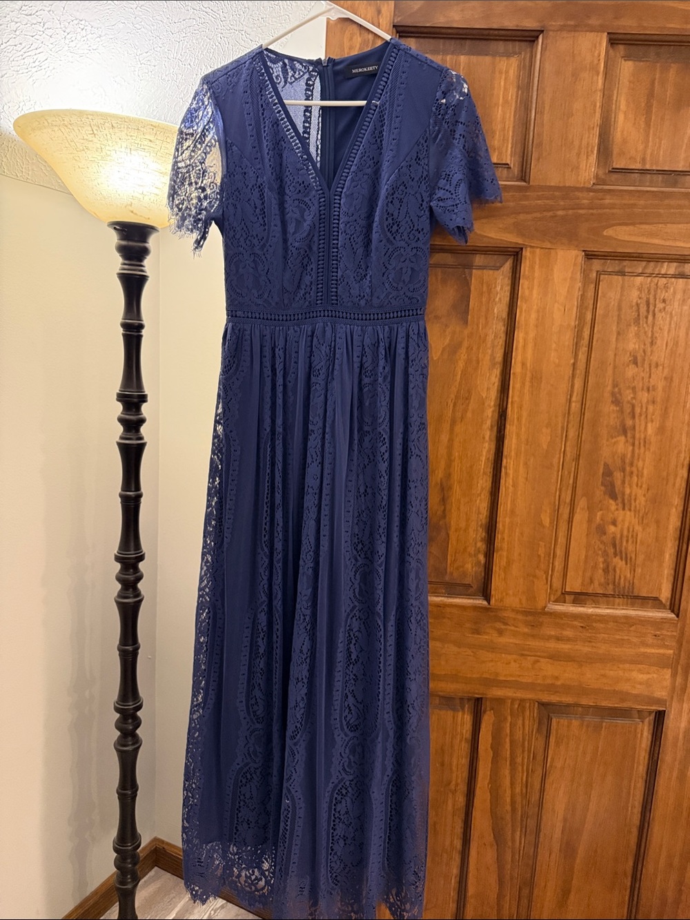 Navy Lace V-Neck Maxi Dress by MERONA